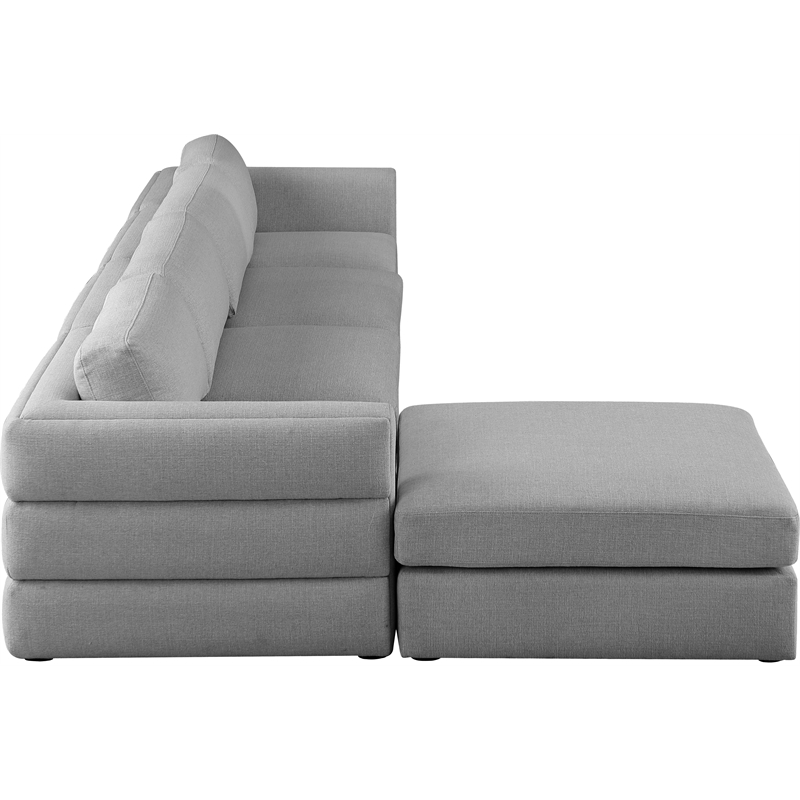 Maklaine Contemporary Grey Durable Linen Textured Fabric Modular Sectional