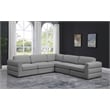 Maklaine Contemporary Grey Durable Linen Textured Fabric Modular Sectional