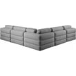 Maklaine Contemporary Grey Durable Linen Textured Fabric Modular Sectional