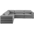 Maklaine Contemporary Grey Durable Linen Textured Fabric Modular Sectional