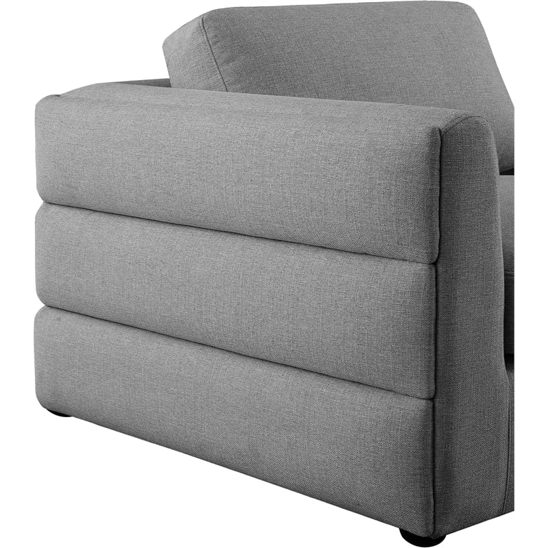 Maklaine Contemporary Grey Durable Linen Textured Fabric Modular Sectional