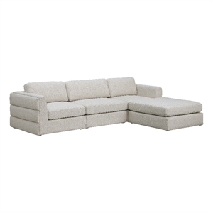 Maklaine Contemporary Beige Durable Linen Textured Fabric Modular Sectional