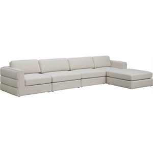 Maklaine Contemporary Beige Durable Linen Textured Fabric Modular Sectional