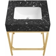 Maklaine Contemporary Black Artificial Marble Bathroom Vanity