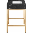 Maklaine Contemporary Black Artificial Marble Bathroom Vanity