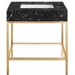 Maklaine Contemporary White Artificial Marble Bathroom Vanity