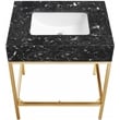Maklaine Contemporary White Artificial Marble Bathroom Vanity