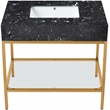 Maklaine Contemporary Black Artificial Marble Bathroom Vanity