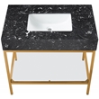 Maklaine Contemporary Black Artificial Marble Bathroom Vanity
