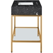 Maklaine Contemporary Black Artificial Marble Bathroom Vanity