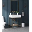 Maklaine Contemporary White Artificial Marble Bathroom Vanity