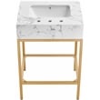 Maklaine Contemporary White Artificial Marble Bathroom Vanity