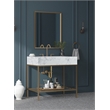 Maklaine Contemporary White Artificial Marble Bathroom Vanity