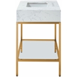 Maklaine Contemporary White Artificial Marble Bathroom Vanity