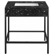Maklaine Contemporary Black Artificial Marble Bathroom Vanity