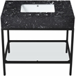 Maklaine Contemporary Black Artificial Marble Bathroom Vanity