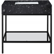 Maklaine Contemporary Black Artificial Marble Bathroom Vanity