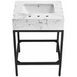 Maklaine Contemporary White Artificial Marble Bathroom Vanity