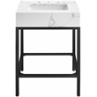 Maklaine Contemporary White Artificial Marble Bathroom Vanity