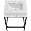 Maklaine Contemporary White Artificial Marble Bathroom Vanity