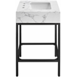 Maklaine Contemporary White Artificial Marble Bathroom Vanity