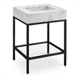 Maklaine Contemporary White Artificial Marble Bathroom Vanity