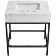 Maklaine Contemporary Black Artificial Marble Bathroom Vanity