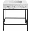 Maklaine Contemporary Black Artificial Marble Bathroom Vanity
