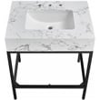 Maklaine Contemporary Black Artificial Marble Bathroom Vanity