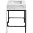Maklaine Contemporary Black Artificial Marble Bathroom Vanity