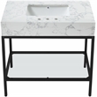 Maklaine Contemporary White Artificial Marble Bathroom Vanity