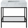 Maklaine Contemporary White Artificial Marble Bathroom Vanity