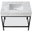 Maklaine Contemporary White Artificial Marble Bathroom Vanity