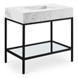 Maklaine Contemporary White Artificial Marble Bathroom Vanity