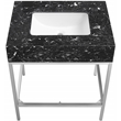 Maklaine Contemporary White Artificial Marble Bathroom Vanity
