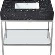 Maklaine Contemporary Black Artificial Marble Bathroom Vanity
