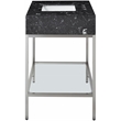Maklaine Contemporary Black Artificial Marble Bathroom Vanity