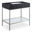 Maklaine Contemporary Black Artificial Marble Bathroom Vanity