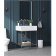 Maklaine Contemporary White Artificial Marble Bathroom Vanity