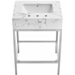 Maklaine Contemporary White Artificial Marble Bathroom Vanity
