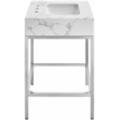 Maklaine Contemporary White Artificial Marble Bathroom Vanity
