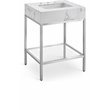 Maklaine Contemporary White Artificial Marble Bathroom Vanity