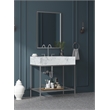 Maklaine Contemporary White Artificial Marble Bathroom Vanity