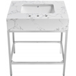Maklaine Contemporary White Artificial Marble Bathroom Vanity