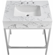 Maklaine Contemporary White Artificial Marble Bathroom Vanity