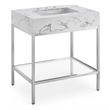 Maklaine Contemporary White Artificial Marble Bathroom Vanity