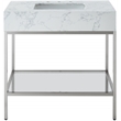 Maklaine Contemporary White Artificial Marble Bathroom Vanity