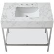 Maklaine Contemporary White Artificial Marble Bathroom Vanity