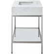 Maklaine Contemporary White Artificial Marble Bathroom Vanity