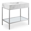 Maklaine Contemporary White Artificial Marble Bathroom Vanity